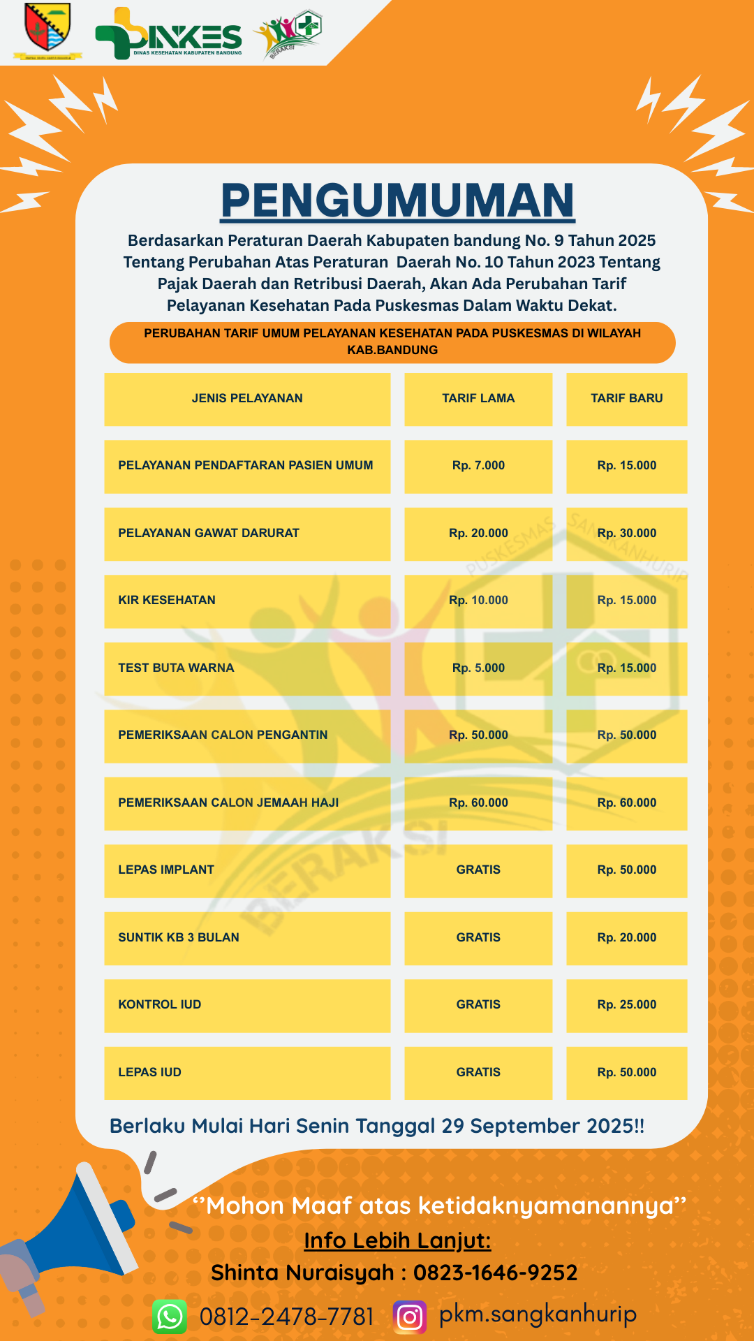 TARIF BARU PELAYANAN KESEHATAN SESUAI PERDA NO 9 TAHUN 2025 TENTANG ...